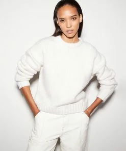 Frame-denim Women Oversized Crew Sweater -- Off White