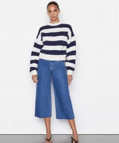 Frame-denim Oversized Crew Sweater -- Navy Multi Women