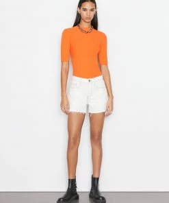 Frame-denim Mixed Rib Sweater -- Orange Crush Clothing