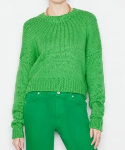 Frame-denim Oversized Crop Sweater -- Grass Green Women