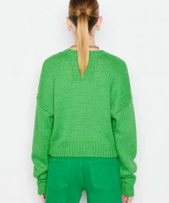Frame-denim Oversized Crop Sweater -- Grass Green Women
