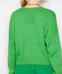 Frame-denim Oversized Crop Sweater -- Grass Green Women