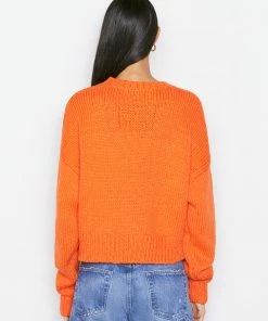Best Pirce ❤️ Frame-denim Clothing Oversized Crop Crew Sweater -- Orange Crush ✔️ 9 Frame-denim Clothing Oversized Crop Crew Sweater -- Orange Crush