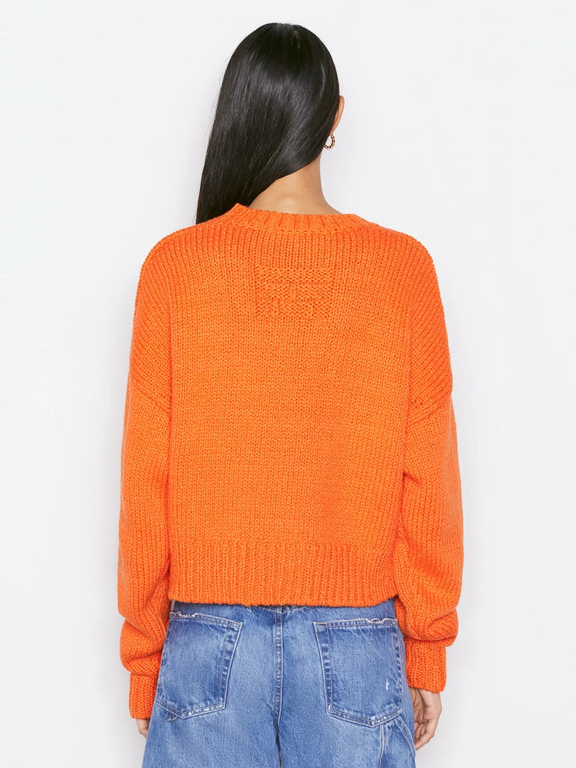 Best Pirce ❤️ Frame-denim Clothing Oversized Crop Crew Sweater -- Orange Crush ✔️ 5 Frame-denim Clothing Oversized Crop Crew Sweater -- Orange Crush