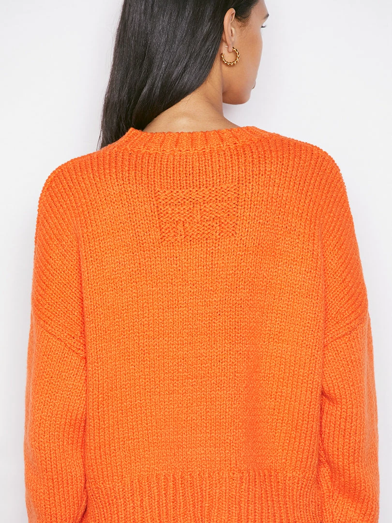 Best Pirce ❤️ Frame-denim Clothing Oversized Crop Crew Sweater -- Orange Crush ✔️ 4 Frame-denim Clothing Oversized Crop Crew Sweater -- Orange Crush