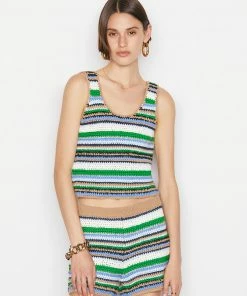 Frame-denim Women Hand Crochet Tank -- Mixed Multi