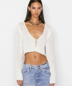Frame-denim Crochet Tie Top -- Off White
