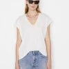 Frame-denim Le Mid Rise V Neck Tee -- Blanc