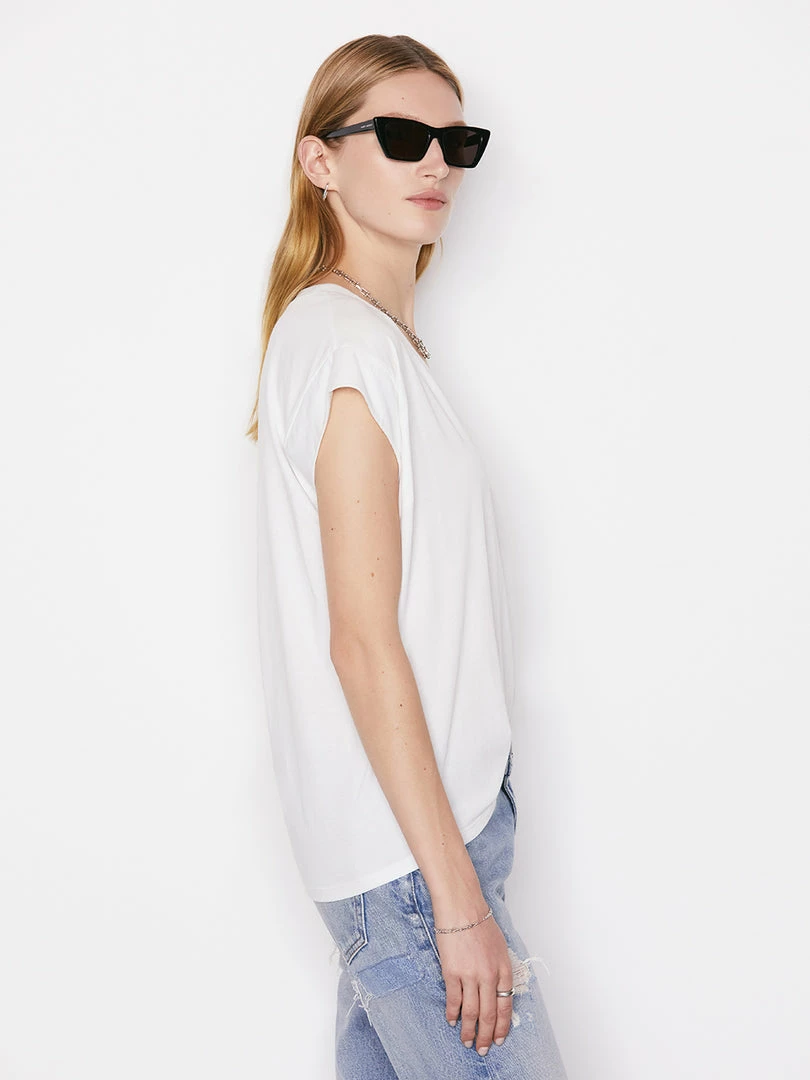 Budget π Frame-denim Le Mid Rise V Neck Tee -- Blanc π 5 Frame-denim Le Mid Rise V Neck Tee -- Blanc