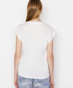 Budget π Frame-denim Le Mid Rise V Neck Tee -- Blanc π 11 Frame-denim Le Mid Rise V Neck Tee -- Blanc