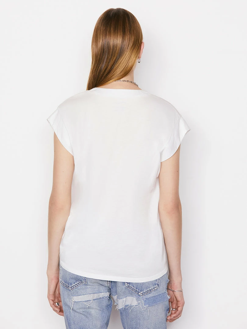 Budget π Frame-denim Le Mid Rise V Neck Tee -- Blanc π 6 Frame-denim Le Mid Rise V Neck Tee -- Blanc