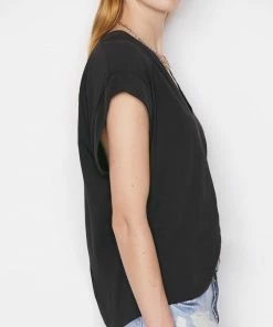 Frame-denim Women Le Mid Rise V Neck Tee -- Noir
