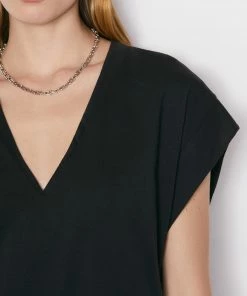 Frame-denim Women Le Mid Rise V Neck Tee -- Noir