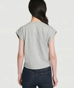 Frame-denim Le High Rise V Neck Tee -- Gris Heather