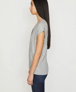 Frame-denim Women Le Mid Rise V Neck Tee -- Gris Heather