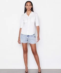 Frame-denim 70S Knit Short Sleeve Shirt -- Blanc