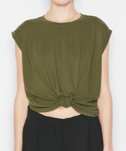 Cheapest π Frame-denim π© Women Knotted Rolled Tee -- Fatigue π 6 Frame-denim Women Knotted Rolled Tee -- Fatigue