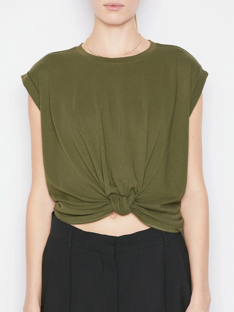 Cheapest π Frame-denim π© Women Knotted Rolled Tee -- Fatigue π 3 Frame-denim Women Knotted Rolled Tee -- Fatigue