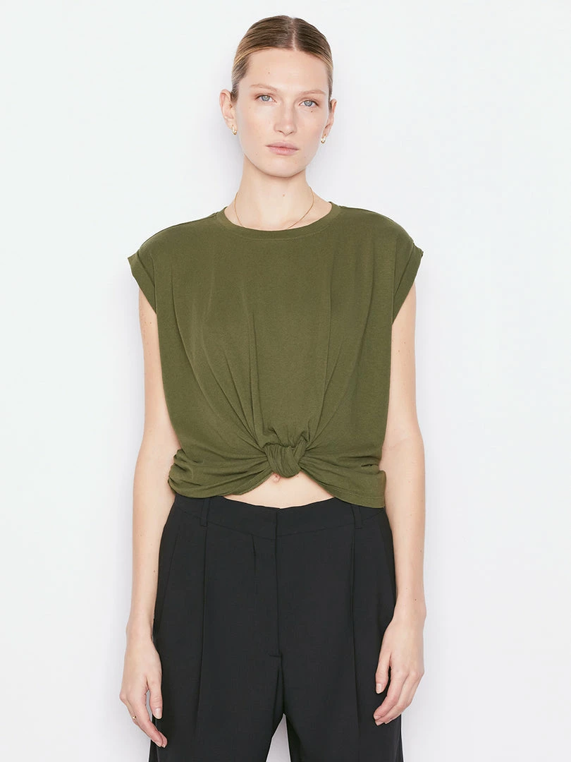 Cheapest π Frame-denim π© Women Knotted Rolled Tee -- Fatigue π 1 Frame-denim Women Knotted Rolled Tee -- Fatigue