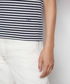 Frame-denim Striped Crewneck Tee -- Navy Multi