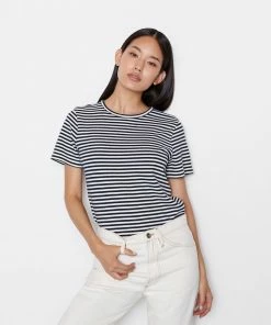 Frame-denim Striped Crewneck Tee -- Navy Multi