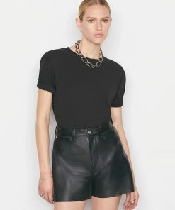 Frame-denim Rolled Sleeve Tee -- Noir Women