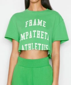 Frame-denim Cutoff Slouchy Tee -- Grass Green Women