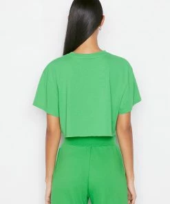 Frame-denim Cutoff Slouchy Tee -- Grass Green Women