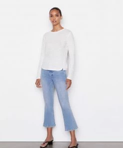 Frame-denim Easy Crew Long Sleeve -- Blanc Women