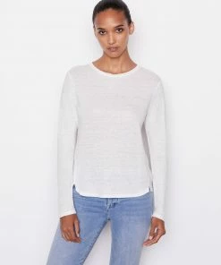 Frame-denim Easy Crew Long Sleeve -- Blanc Women