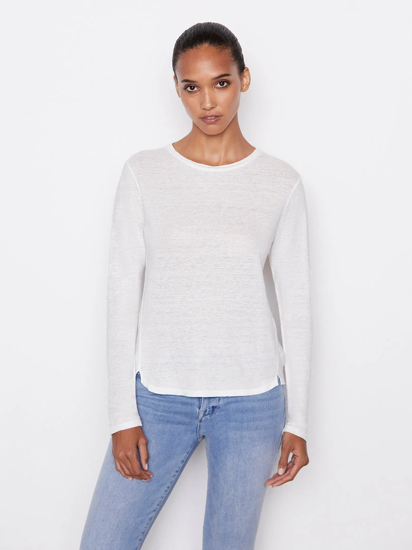 Promo βοΈ Frame-denim Easy Crew Long Sleeve -- Blanc π© Women π 1 Frame-denim Easy Crew Long Sleeve -- Blanc Women