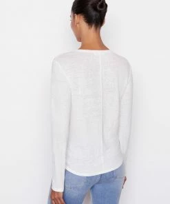 Promo βοΈ Frame-denim Easy Crew Long Sleeve -- Blanc π© Women π 7 Frame-denim Easy Crew Long Sleeve -- Blanc Women