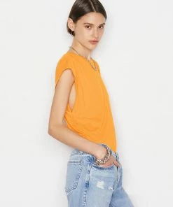 Frame-denim Le Mid Muscle Crew -- Kumquat Women