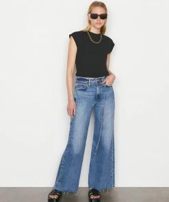 Frame-denim Women Cropped Mock Neck -- Noir