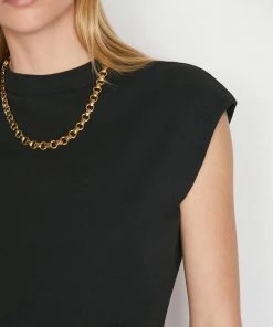 Frame-denim Women Cropped Mock Neck -- Noir