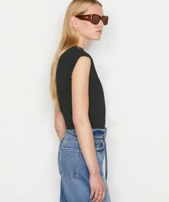 Frame-denim Women Cropped Mock Neck -- Noir