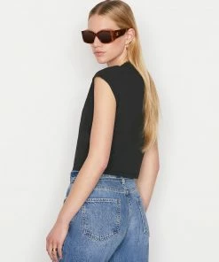 Frame-denim Women Cropped Mock Neck -- Noir
