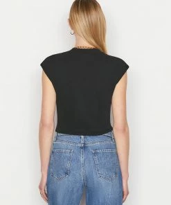 Frame-denim Women Cropped Mock Neck -- Noir