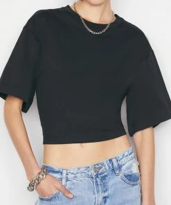 Deals π Frame-denim Elastic Back Tee -- Noir π© Women π 8 Frame-denim Elastic Back Tee -- Noir Women