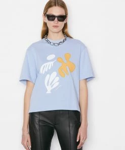 Frame-denim Women Oversized Abstract Tee -- Chambray Blue