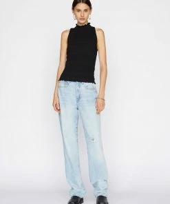 Frame-denim Women Smocked Knit Halter Top -- Noir