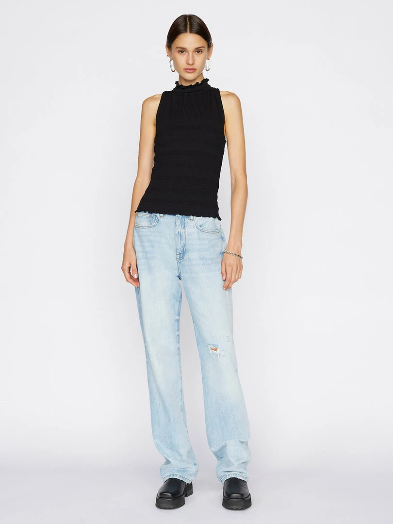 Budget 𧨠Frame-denim π© Women Smocked Knit Halter Top -- Noir β 1 Frame-denim Women Smocked Knit Halter Top -- Noir