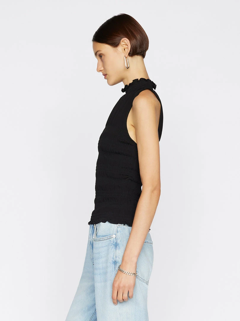 Budget 𧨠Frame-denim π© Women Smocked Knit Halter Top -- Noir β 2 Frame-denim Women Smocked Knit Halter Top -- Noir