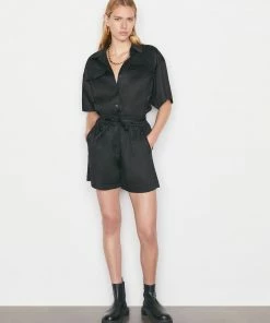 Frame-denim Patch Pocket Romper -- Noir Women