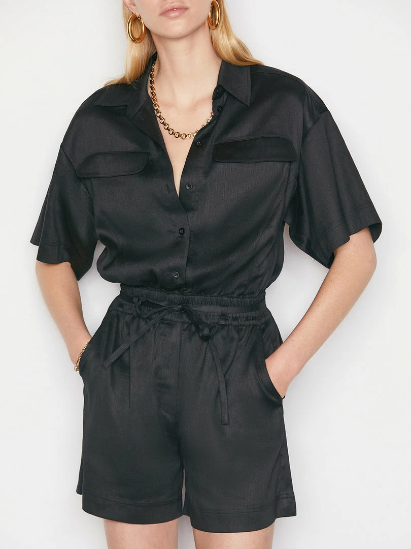 Promo π Frame-denim Patch Pocket Romper -- Noir π© Women β 2 Frame-denim Patch Pocket Romper -- Noir Women