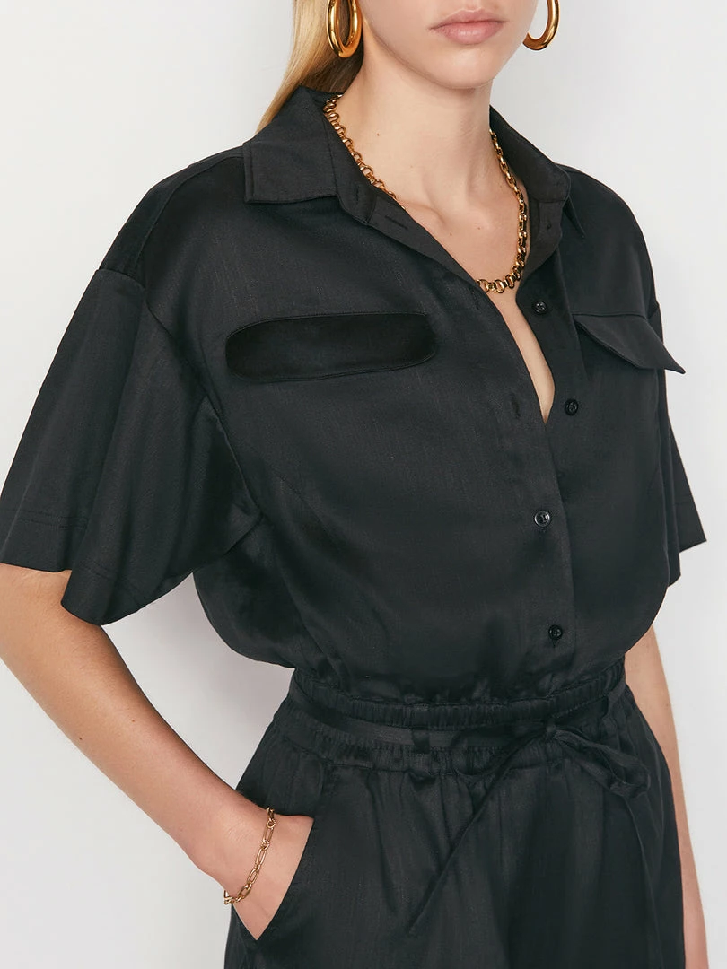 Promo π Frame-denim Patch Pocket Romper -- Noir π© Women β 4 Frame-denim Patch Pocket Romper -- Noir Women