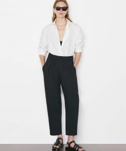 Frame-denim Pleated Crop Trouser -- Noir
