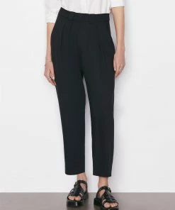 Frame-denim Pleated Crop Trouser -- Noir