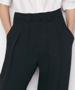 Hot Sale π Frame-denim Pleated Crop Trouser -- Noir π― 9 Frame-denim Pleated Crop Trouser -- Noir