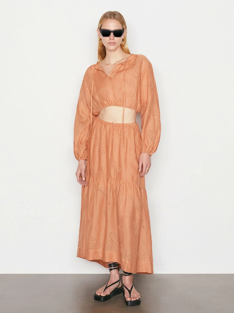 Promo π Frame-denim Eyelet Maxi π Skirt -- Terracotta π 2 Frame-denim Eyelet Maxi Skirt -- Terracotta